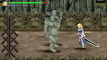 Cute woman has sex with monster man in erotic ryona act game video