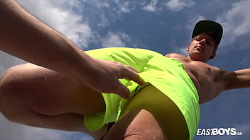 This 45min video was still shot in summer, and it is pleasure to see Rick Palmer's nice muscular tanned body in a workout park, followed by some flexing